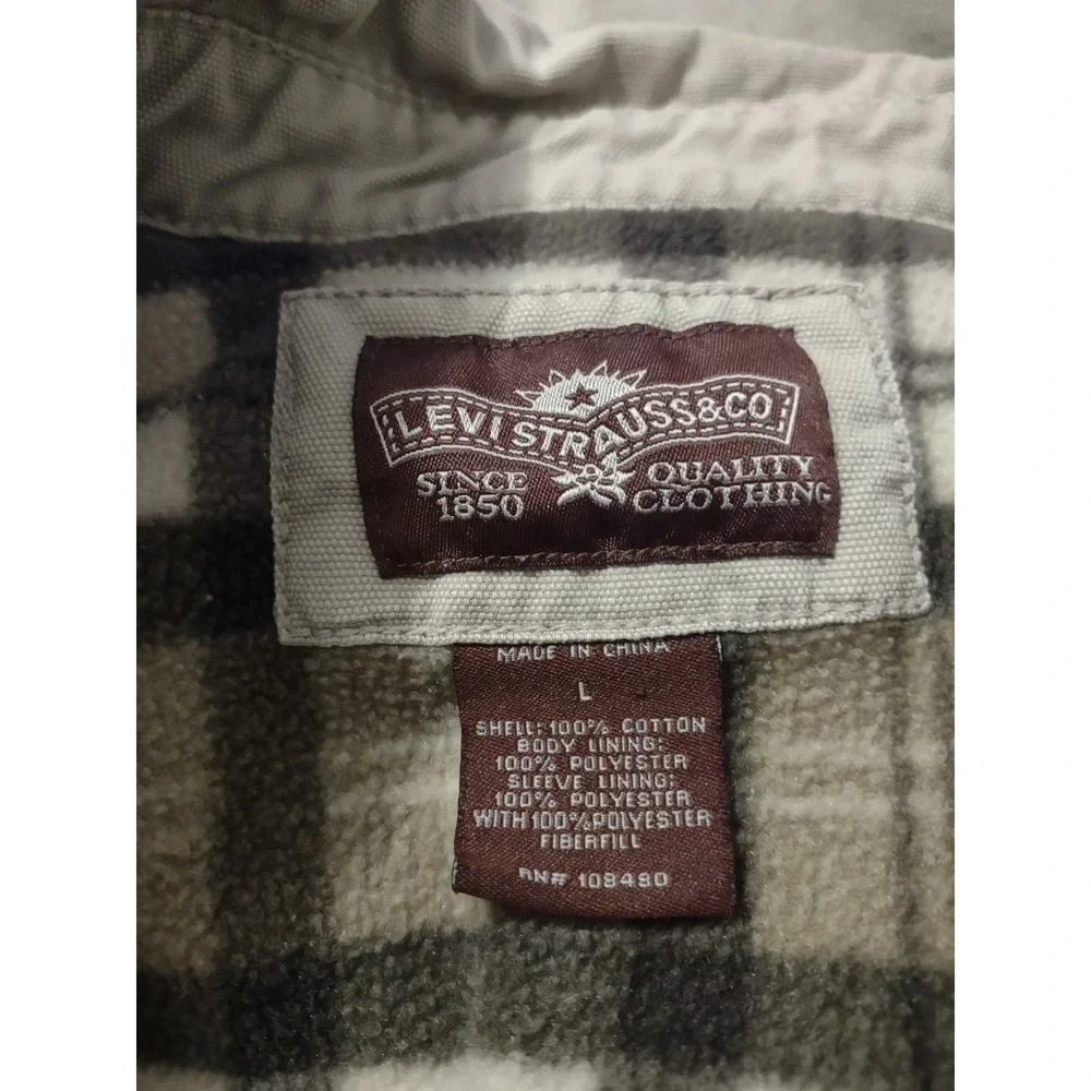 Levi's Strauss Flannel Lined Chore Shacket L Work Casual Career‎ Heavyduty Warm - Picture 5 of 6